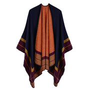 Sciarpa calda da donna a righe, piccola e quadrata, in cashmere e acrilico.