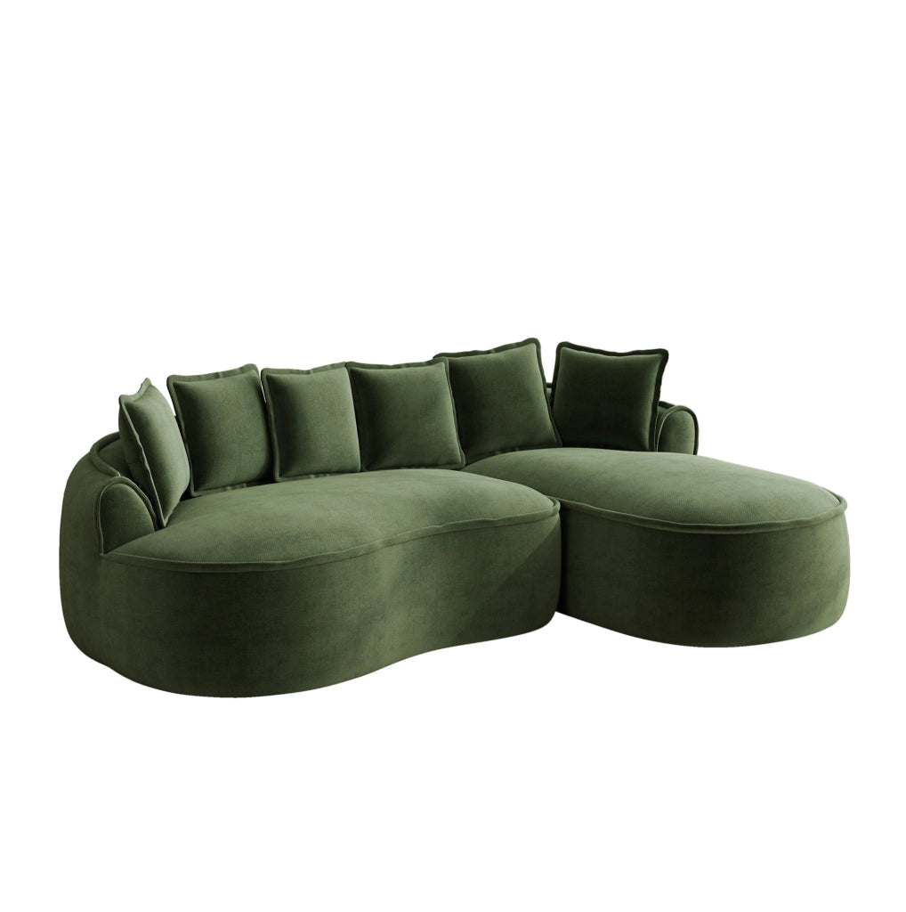 Divano modulare senza struttura con chaise longue profonda 122 cm in chenille verde