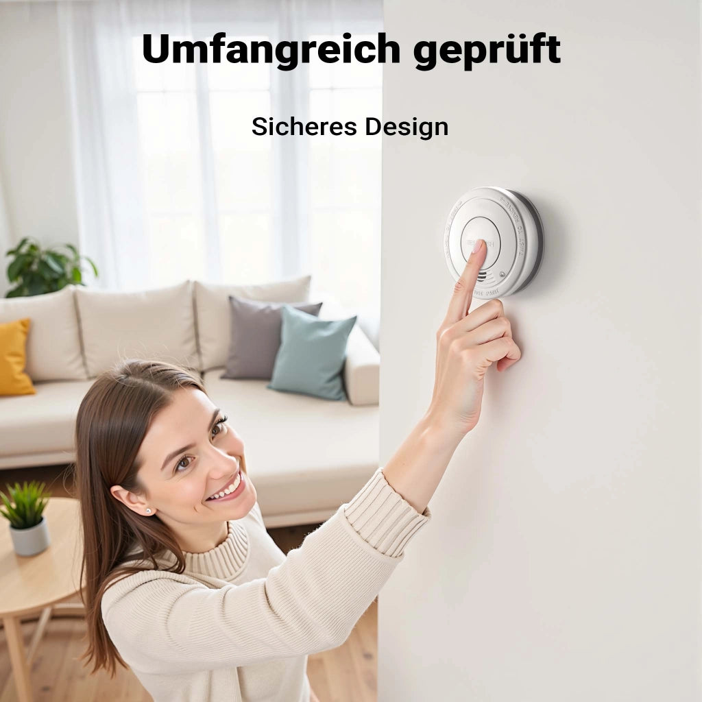Set 5x Rilevatore di fumo con batteria da 9 V, allarme antincendio con funzione HUSH, sensore antifumo fotoelettrico affidabile con potenza sonora di 85 dB