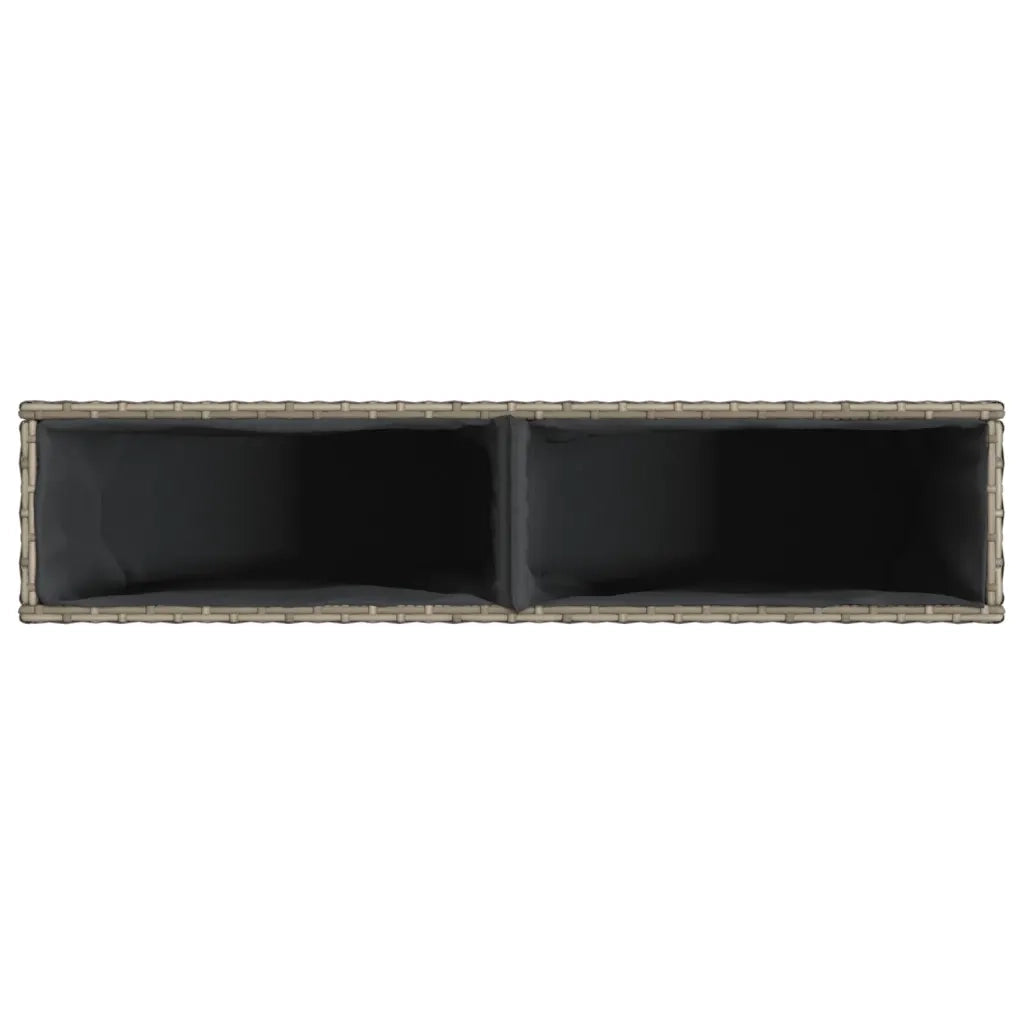 Fioriera da Giardino con 2 Vasi Grigia 90x20x40cm in Polyrattan 366409