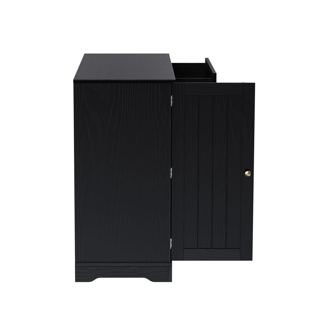 Credenza con 3 ante e 1 cassetto; ripiani regolabili; per ingresso e soggiorno; in MDF; nero
