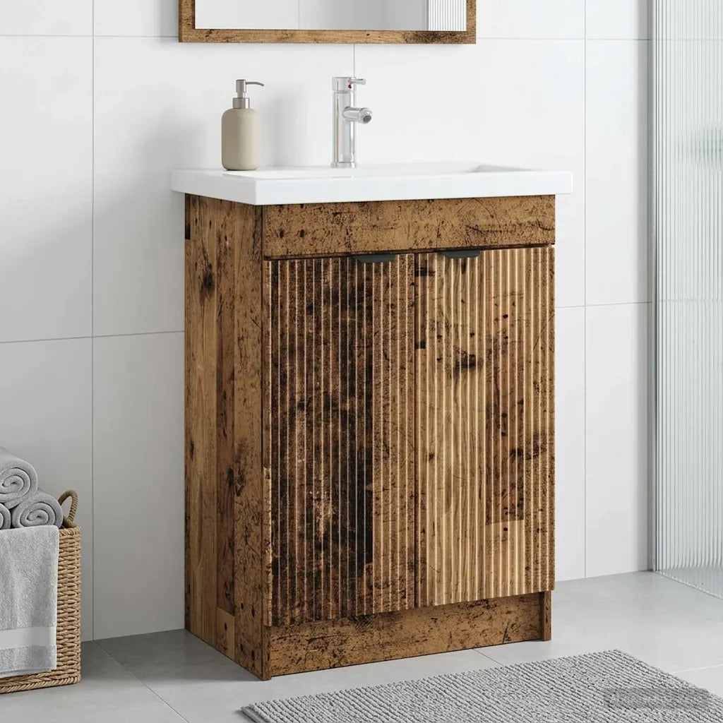 Mobiletto da bagno sotto il lavello Legno antico 890102