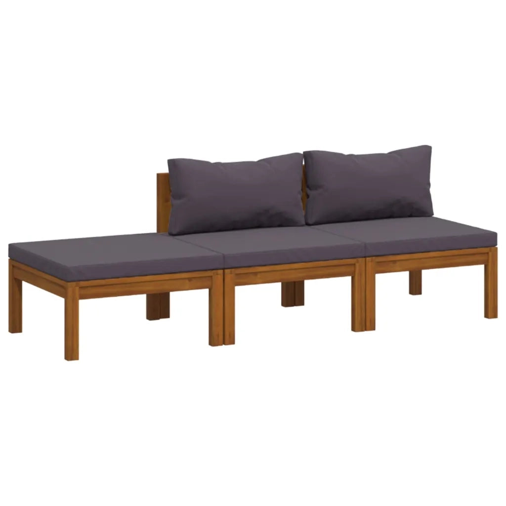 Set Divani da Giardino 3 pz con Cuscini in Massello di Acacia 3086920