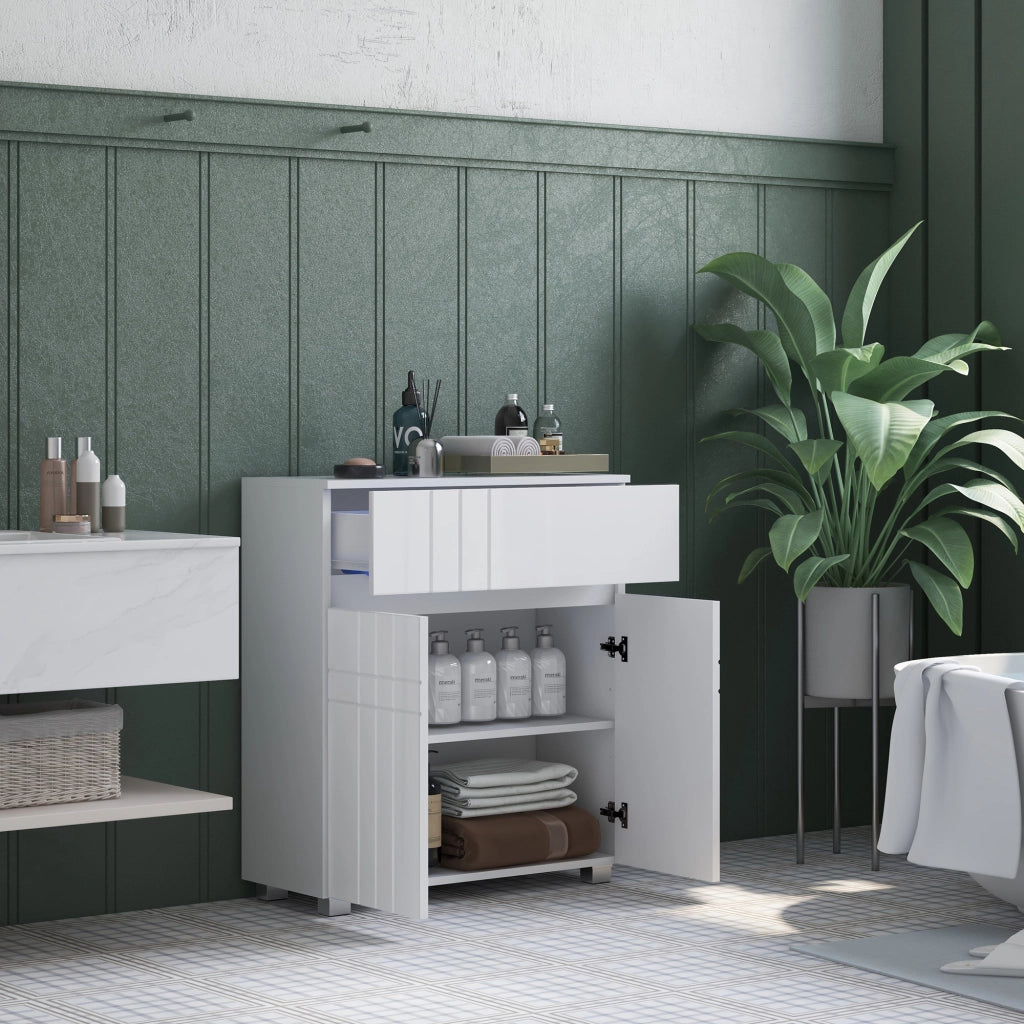Mobile da bagno con 2 ante e cassetto ¨C zephmum ¨C bianco