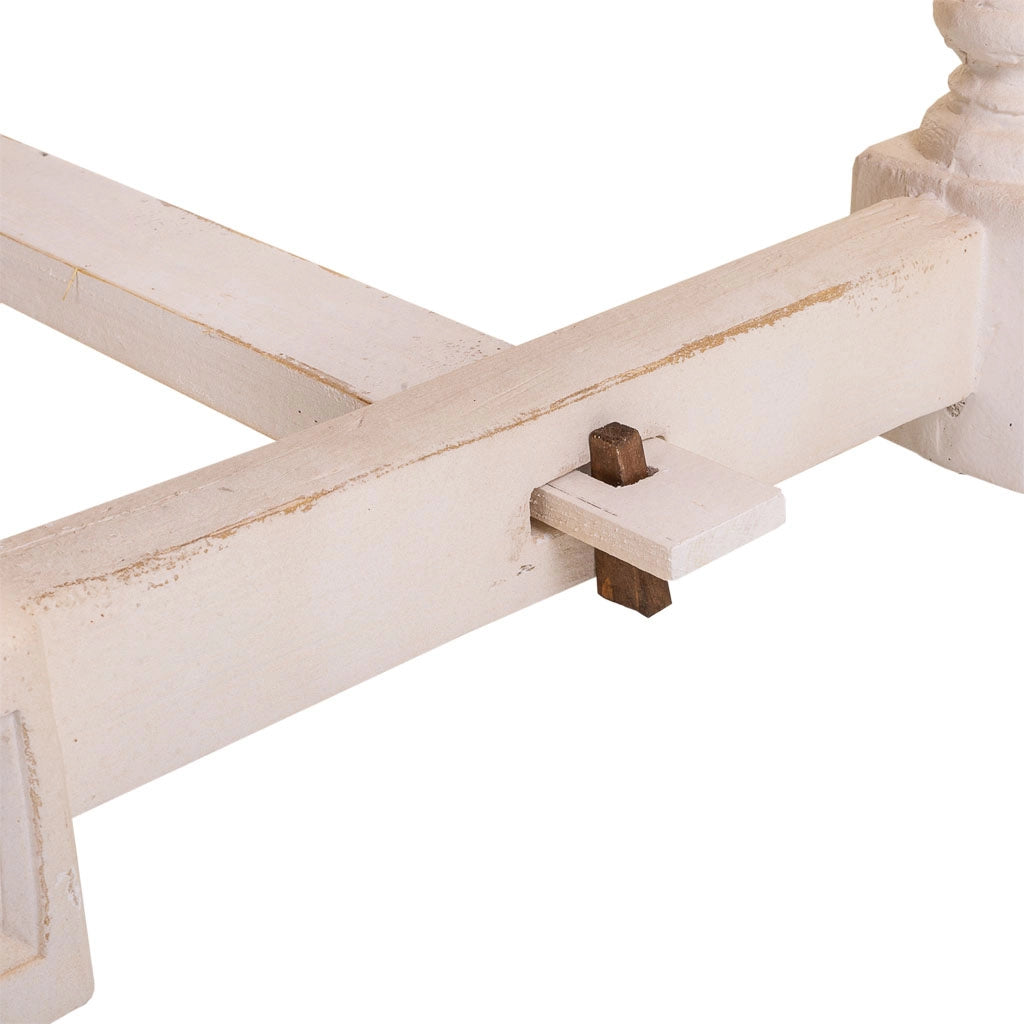 Tavolo in legno intagliato bianco 200x90x78h