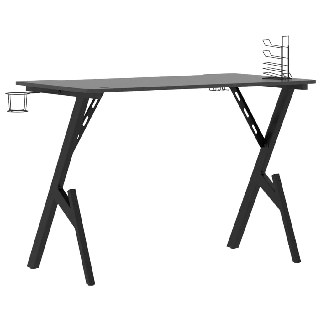 Scrivania tavolo postazione di lavoro mobile per computer studio per computer scrivania da gioco con gambe a Y 110 x 60 x 75 cm nero 02_0023771