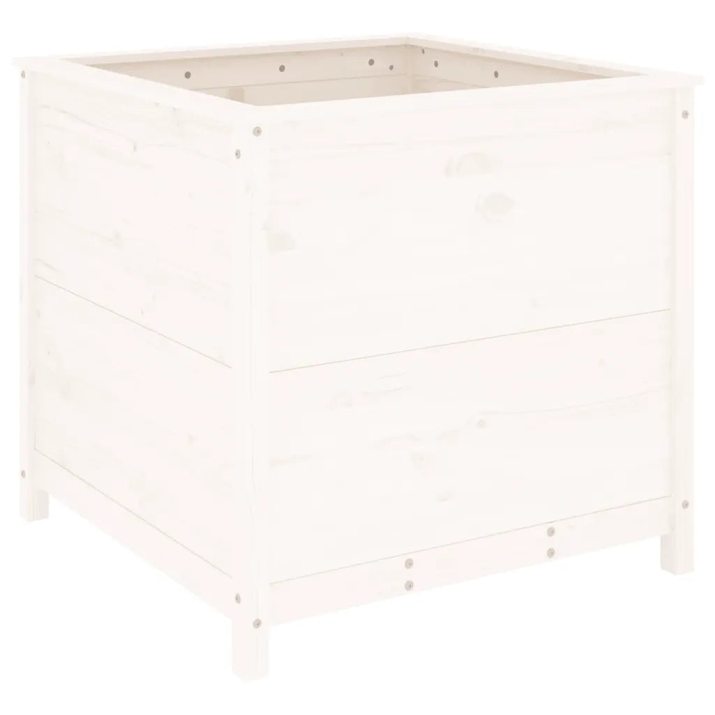 Fioriera da Giardino-Vaso da Esterno Bianca 82,5x82,5x78cm Legno Massello Pino