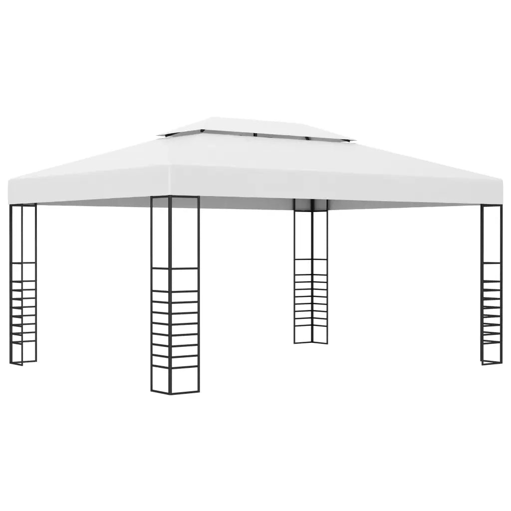Gazebo | Pergolato con Stringa di Luci LED 4x3x2,7 m Bianco