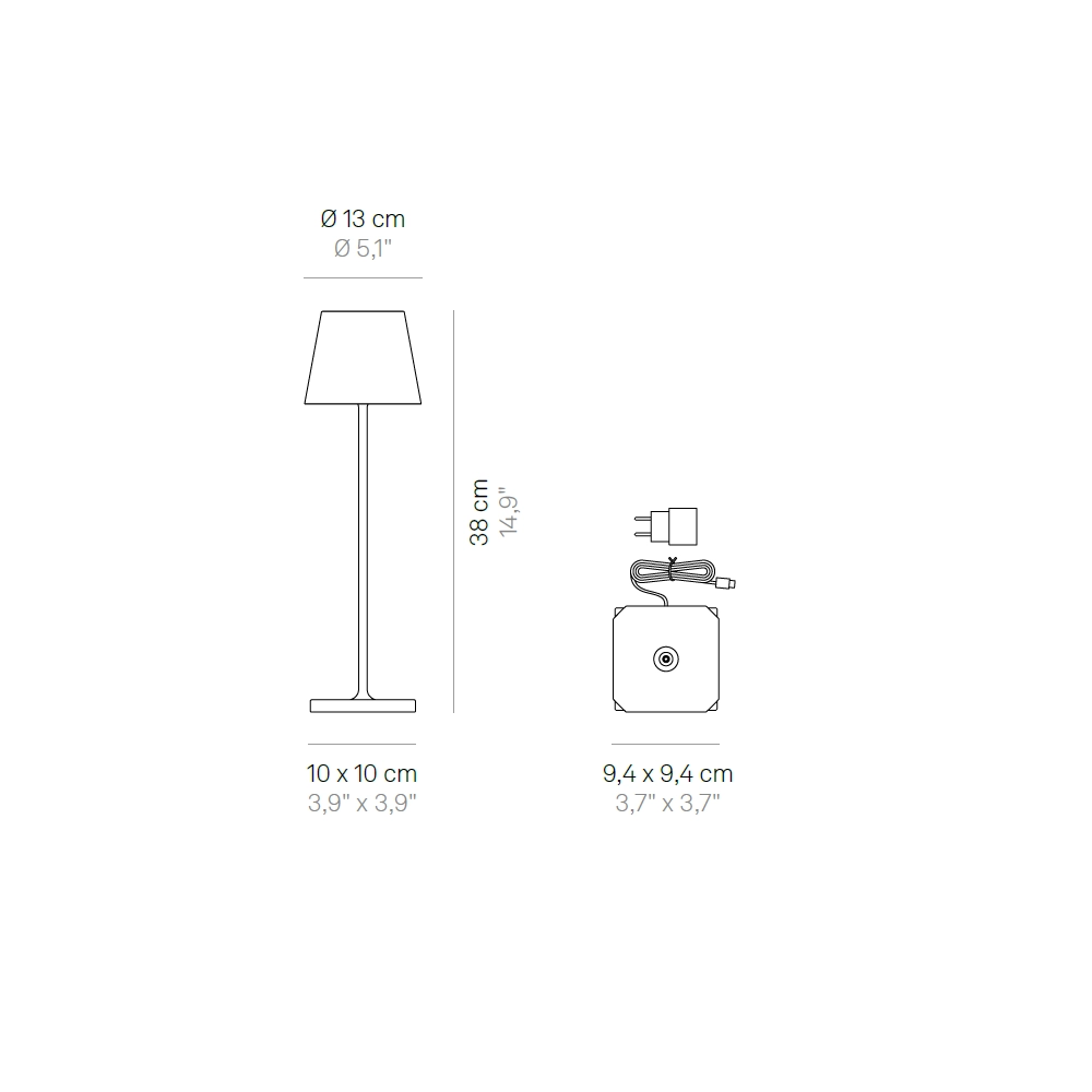 Lampada a led da tavolo Poldina Lido pesci azzurri ricaricabile e dimmerabile con batteria fino a 12 ore. Per uso esterno IP65