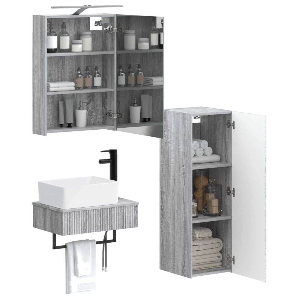 Set di Armadi da Bagno 4 pcs Sonoma grigio 50 x 14,5 x 70 cm 3407388