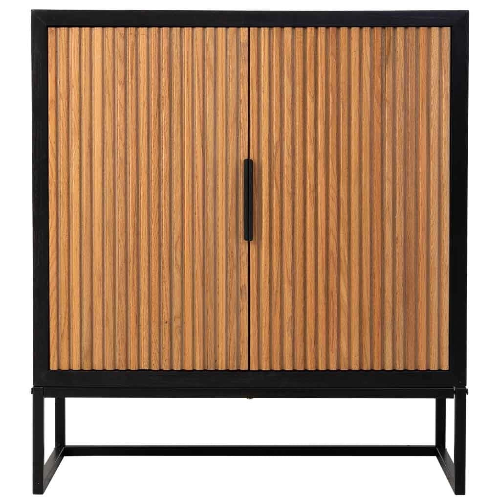 Credenza con 1 cassetto e 2 ante in legno e metallo nero 80x39,5x89