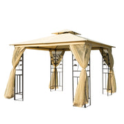 EasyComfort Gazebo da Giardino 3x3m con Zanzariera, Telaio in Acciaio e Doppio Tettuccio, Beige