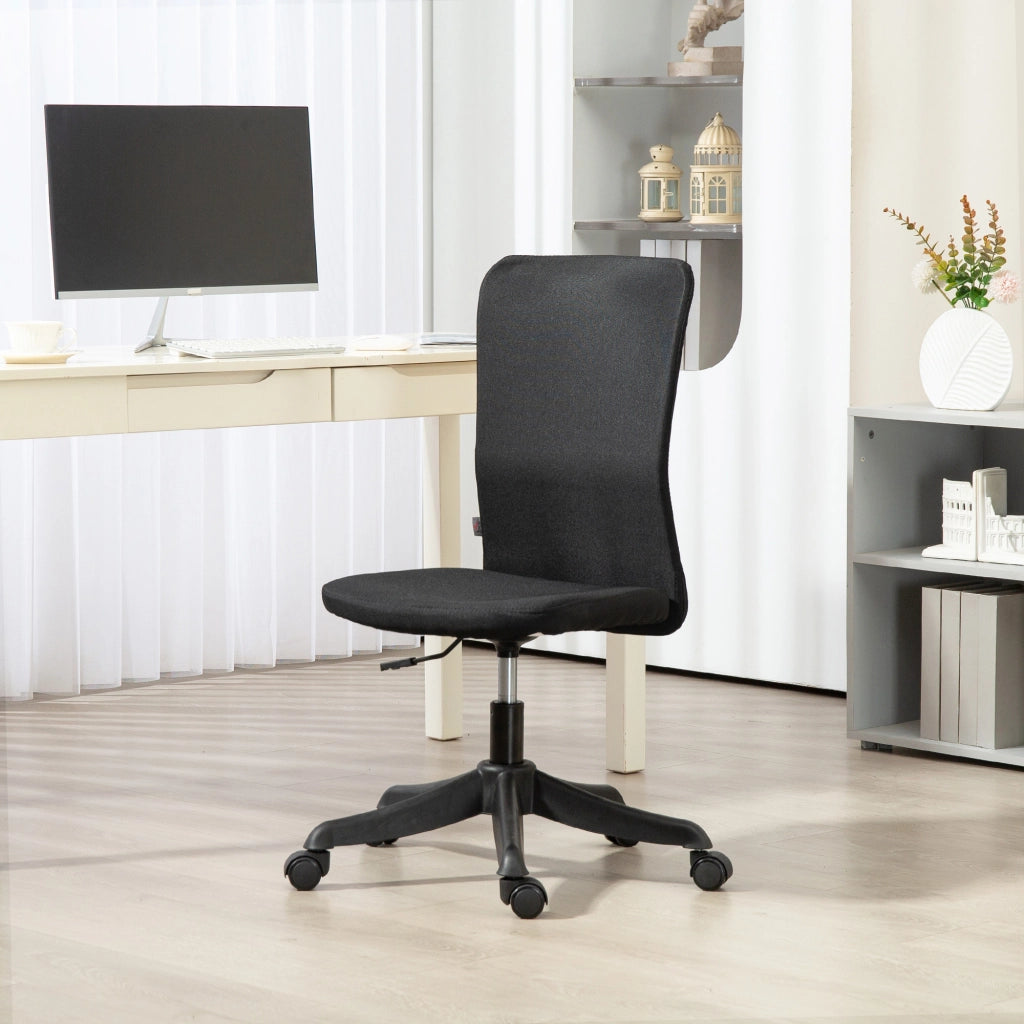 Sedia da Ufficio con Ruote ¨C Xylo ¨C Regolabile Rivestimento Lino Sintetico Nero 53x43x85-93cm