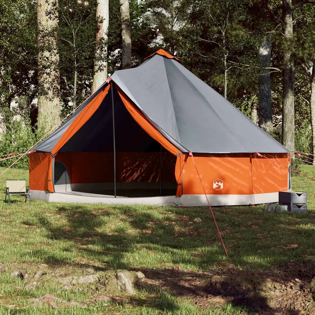 Tenda Familiare Tipi 12 Persone-Tenda da campeggio Grigia e Arancione Impermeabile
