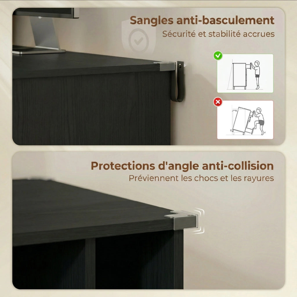 Scrivania con libreria e cassetto bloccabile ¨C Zephmum ¨C Nero, legno, 126x50x109 cm