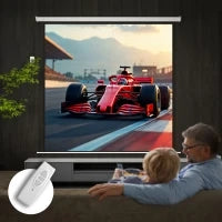 Telo Proiettore Motorizzato da 120" con Telecomando, in Plastica e Metallo, 236.5x8x236.5 cm, Bianco