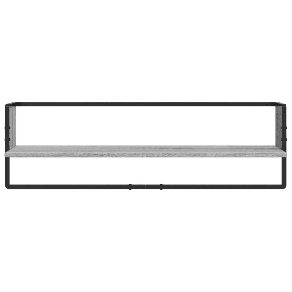Set Mensole Parete con Aste 6pz Grigio Sonoma Legno Multistrato 836316