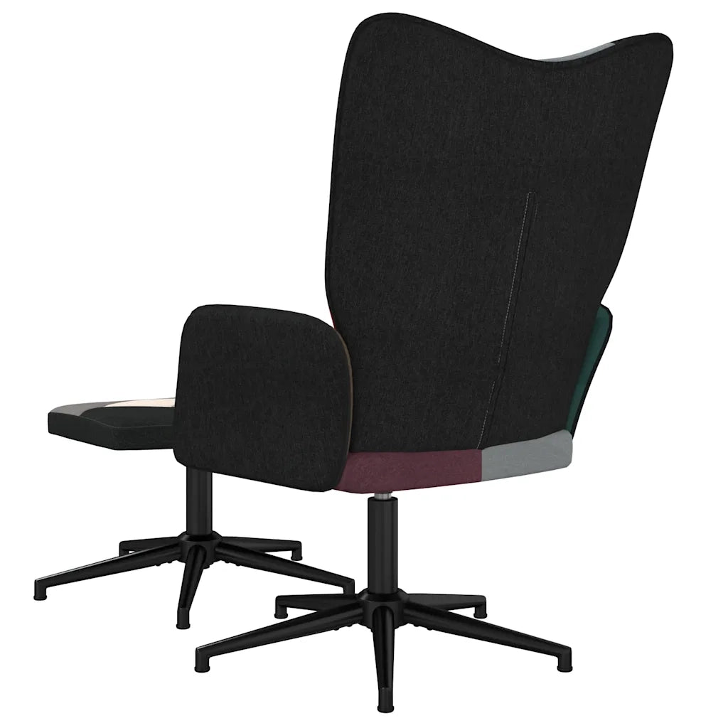 Sedia Relax con Sgabello in Tessuto Patchwork 328200