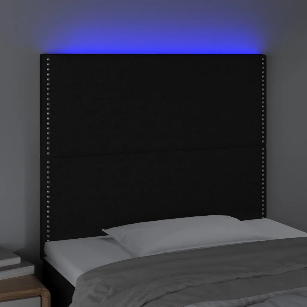 Testiera | Testata a LED Nera 100x5x118/128 cm in Tessuto