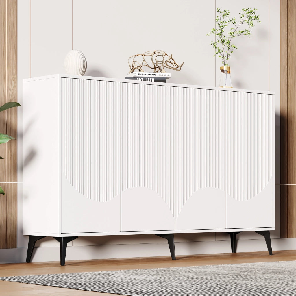 SIDEBOARD 160x35x100 cm Bianco in Truciolare e Metallo con 4 ante