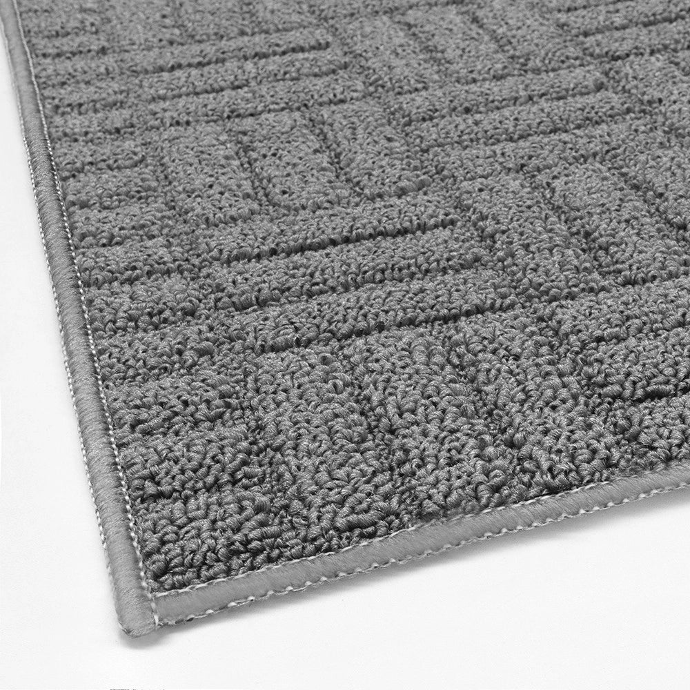 Tappeto Cucina Super Assorbente Tessitura 3D Tinta Unita Minimalista Moderno Grigio - 50x290 Cm