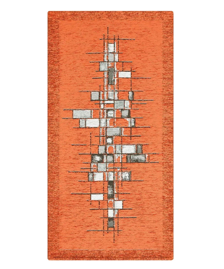 Tappeto moderno PIXEL ARANCIONE disegno arte contemporanea astratto geometrico, passatoia cucina multiuso lavabile in lavatrice e anti-scivolo cm.55x280