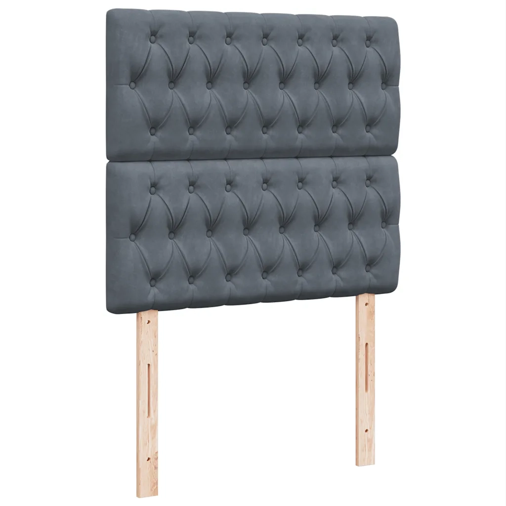 Giroletto a Molle con Materasso Grigio Scuro 100x200 cm Velluto