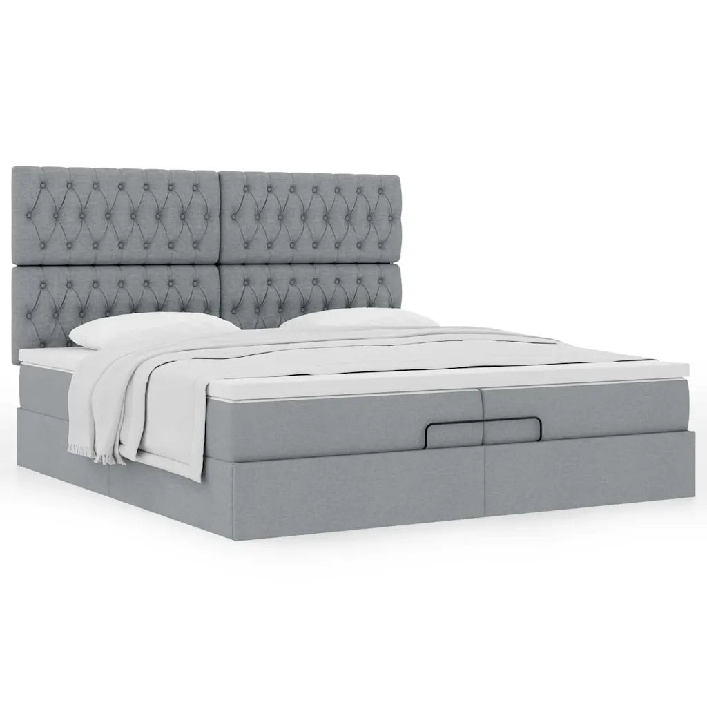 Struttura Letto Pouf con Materassi 200x200 cm in Tessuto 3313265