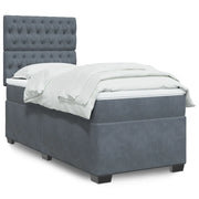 Giroletto a Molle con Materasso Grigio Scuro 90x190 cm Velluto