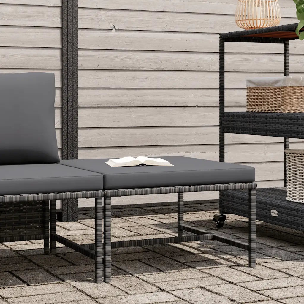 Poggiapiedi Modulare con Cuscino in Polyrattan Grigio CFW9816551
