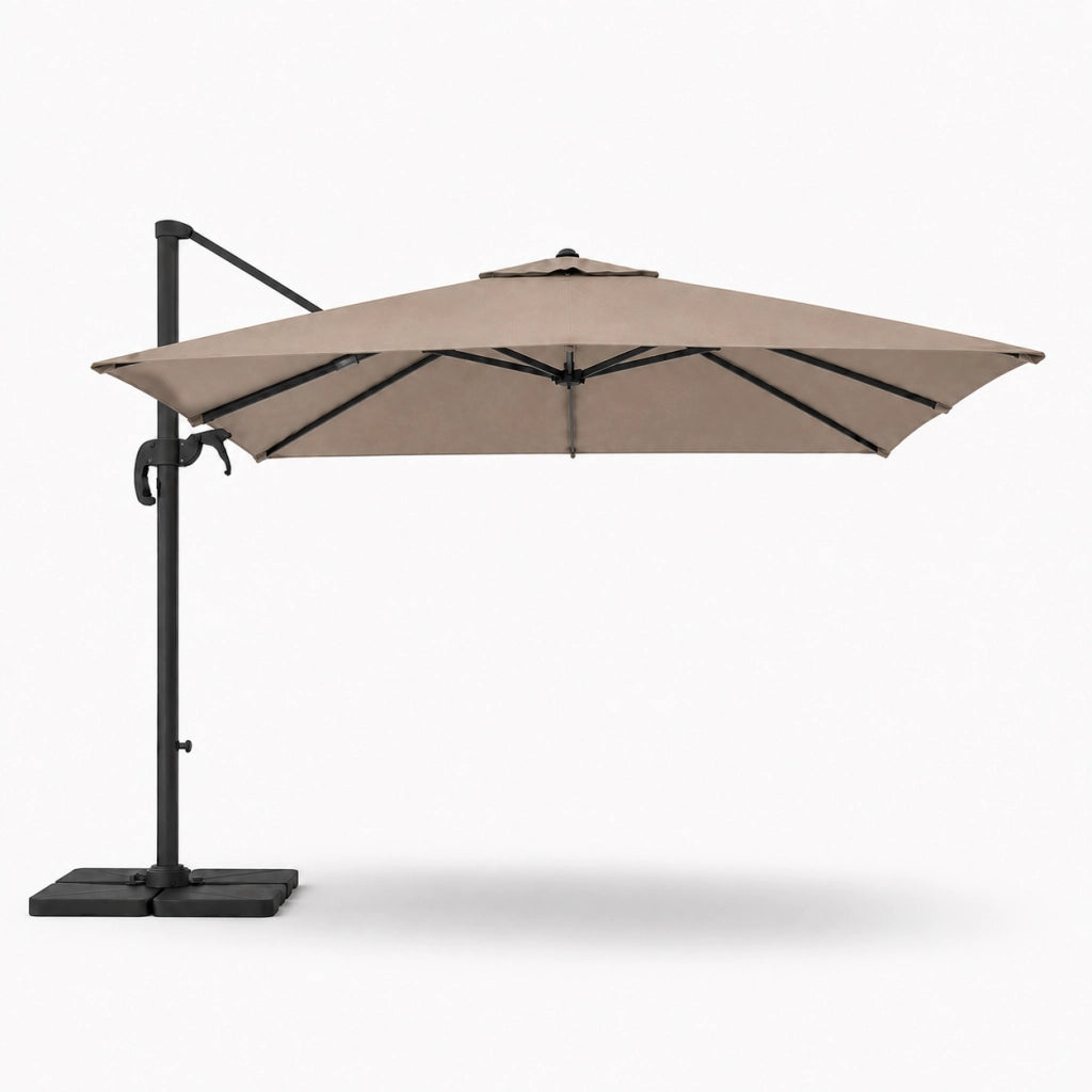 Ombrellone Con Braccio Retrattile Per Esterni Piscina Gazebo Terrazze Bar Hotel In Acciaio Inossidabile Braccio Rotabile 360° Telo 180 G M2 Impermeabile Resistente Ai Raggi UV 3x4 M Tortora
