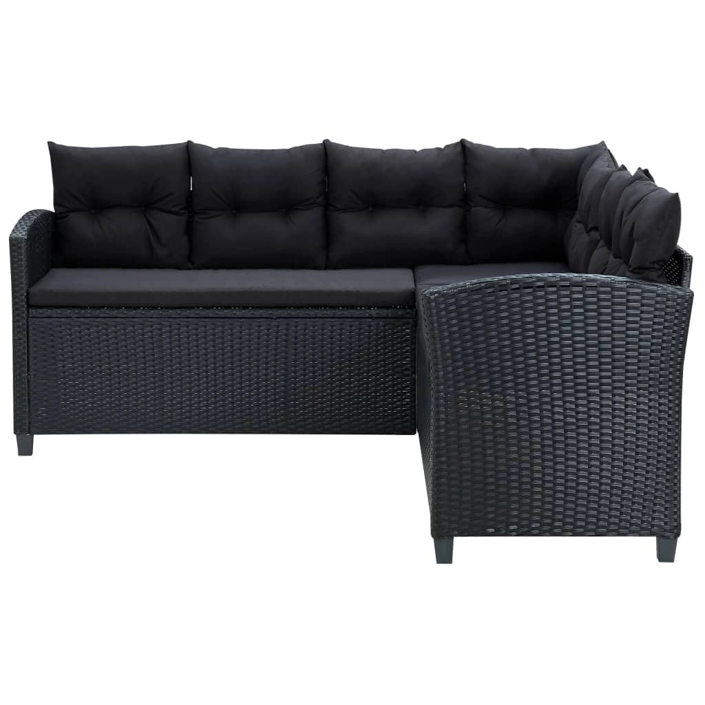 Set di mobili da giardino mobili da esterno 6 pezzi con cuscini resina intrecciata nera 02_0016930