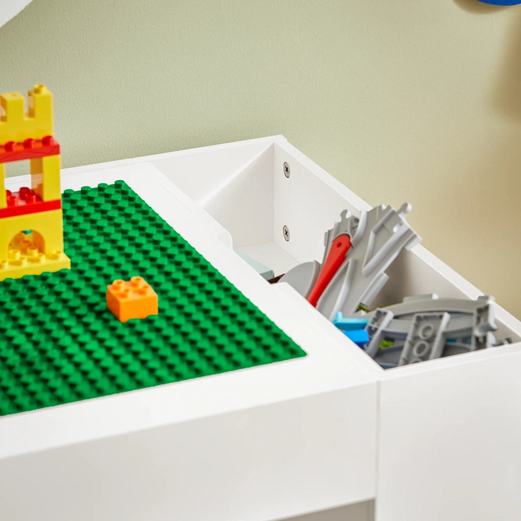 Tavolo Per Bambini Con 2 Sgabelli Set Mobili Per Bambini Tavolo Da Gioco Con Spazio Di Archiviazione 87x50x50 Cm KMB75-W SoBuy