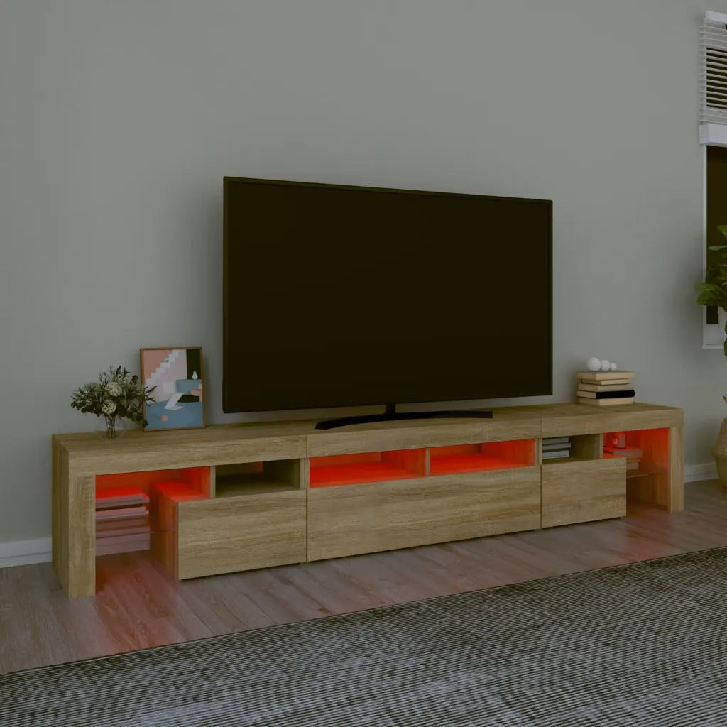 Mobile Porta TV con Luci LED Rovere Sonoma 230x36,5x40 cm 3152788