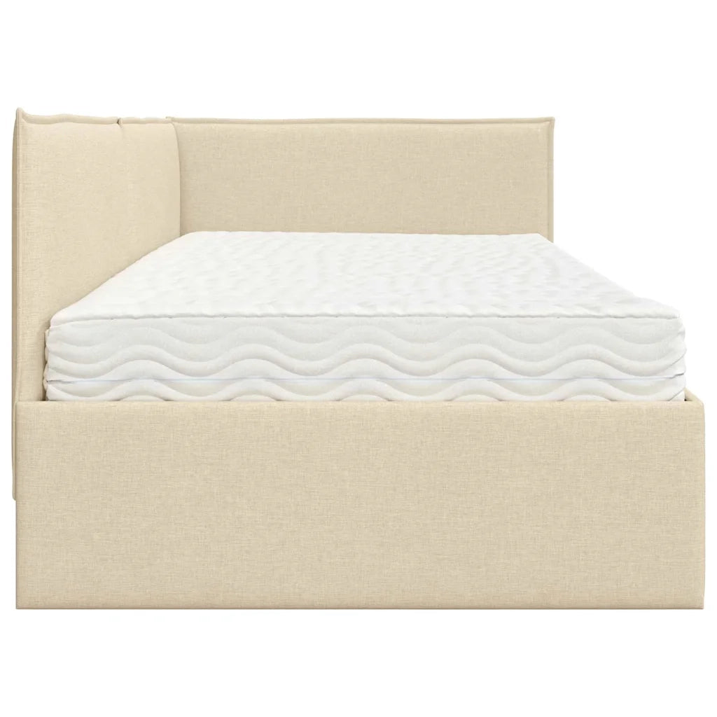 Struttura Letto Angolare con Materasso 2 pz-Giroletto con materasso Crema Velluto 912359