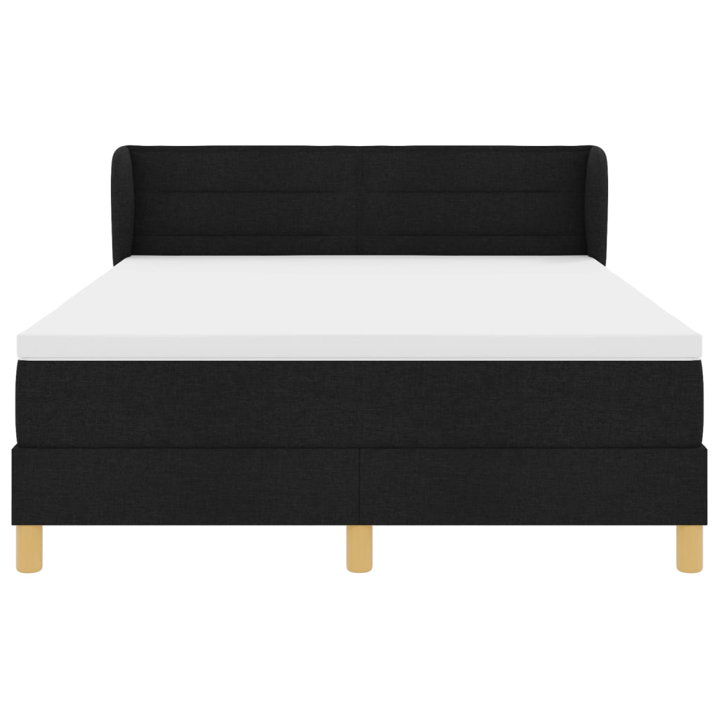 Letto con Rete a Molle e Materasso - Nero, 160x200 cm, Tessuto