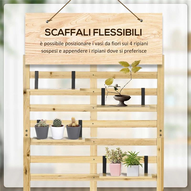 CASSAPANCA DA GIARDINO CON TRALICCIO E 4 RIPIANI IN LEGNO CON CHIUSURA MAGNETICA, 80X45X160 CM