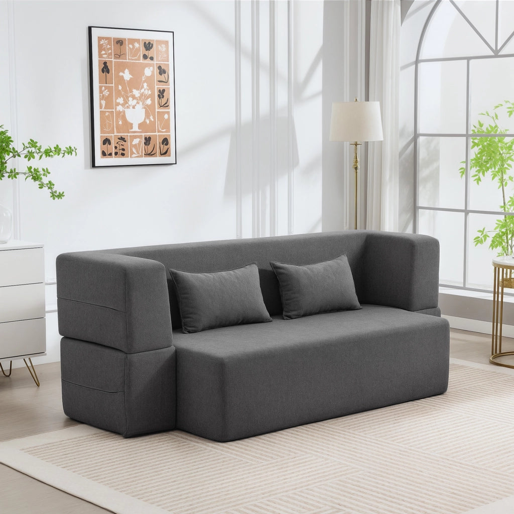 Divano letto 2 posti ¨C Zephmum ¨C Tessuto grigio