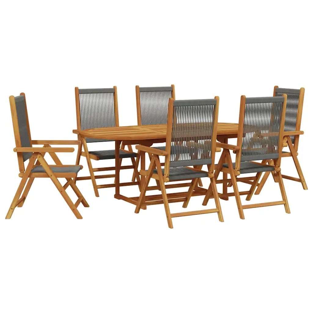 Set da Pranzo da Giardino 7 pz Polipropilene e Legno Massello