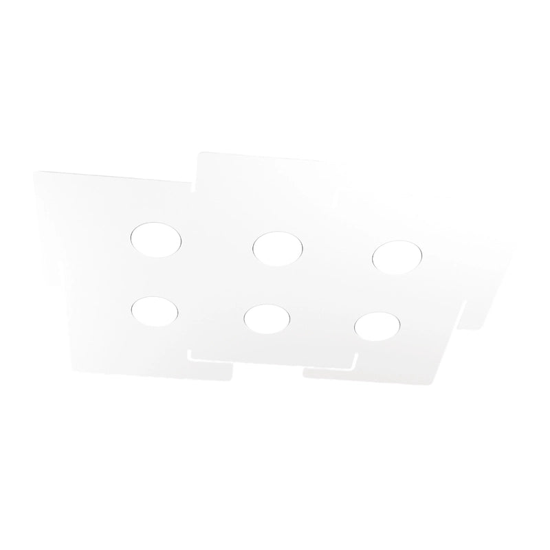 Plafoniera a led ECHO Top Light in metallo Bianco rettangolare con 6 attacchi lampadina Gx53