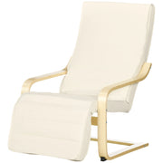Sdraio comfort in legno di betulla poggiapiedi morbido 5 posizioni carico 120kg 66 5×94×100cm crema