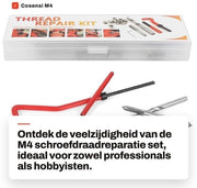 Kit di riparazione a viti M4 - 25 pezzi - Strumento da taglio di alta qualità - Scatola di plastica trasparente - Adatto per acciaio e leghe non ferrose - Compatta e facile da trasportare - Kit di viti