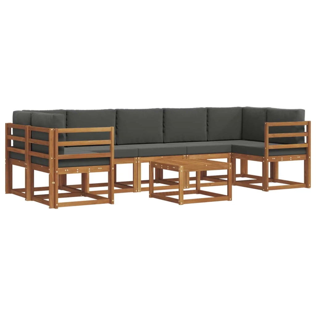 Set di divani da esterno con cuscino 8 pcs Naturale e Antracite