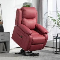 Poltrona Alzapersona Reclinabile con Poggiapiedi e Telecomando, in Pelle PU, 76x90x105 cm, Rosso