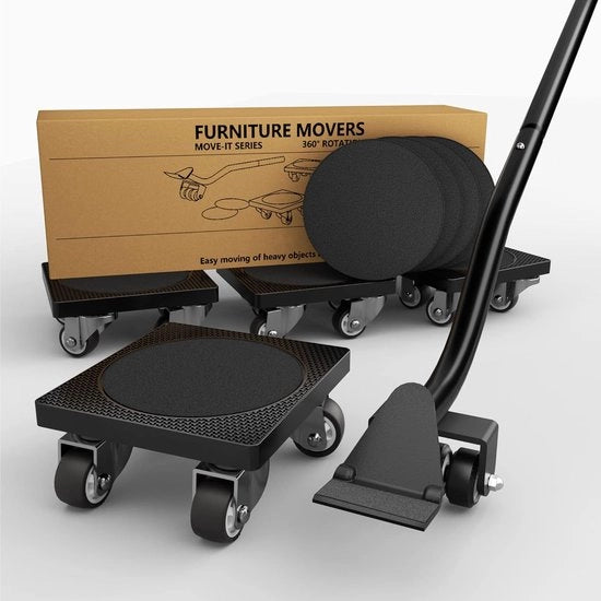 Verdettori di mobili - Pneumatici morbidi - Massimo carico 226 kg - Kit di accessori per mobili