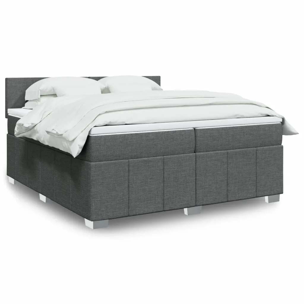 Giroletto a Molle con Materasso Grigio Scuro 200x200 cm Tessuto 3289469