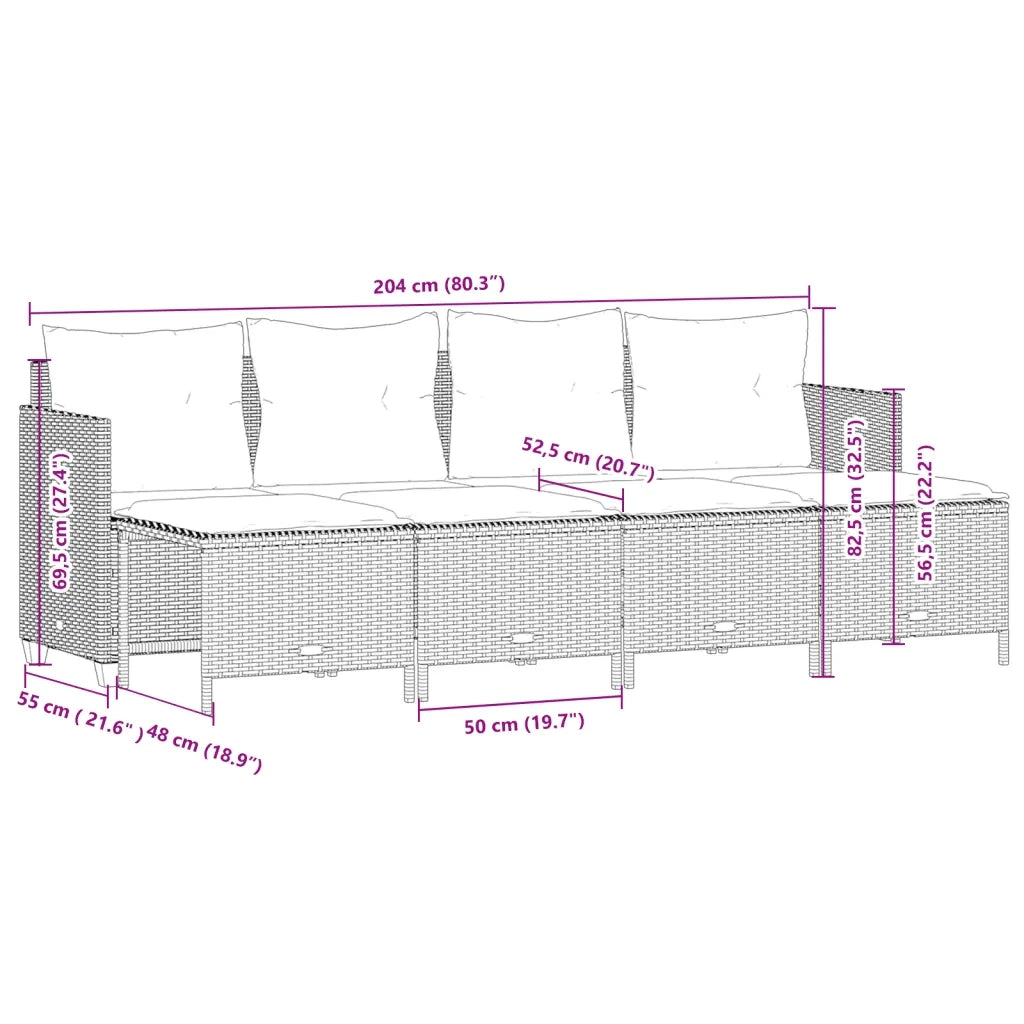 Set Divano da Giardino 5 pz con Cuscini Beige in Polyrattan 3261537