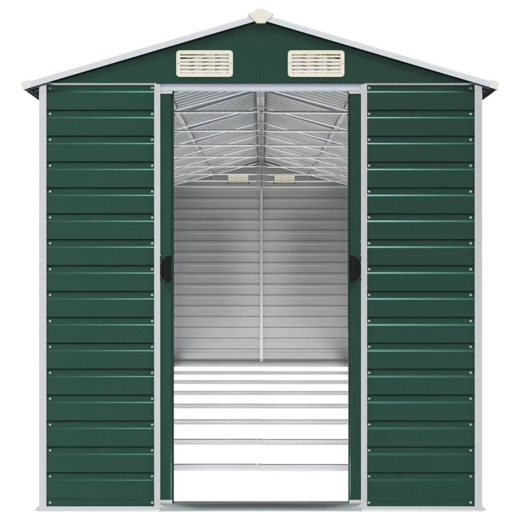 Casetta da giardino cabina ripostiglio casetta da esterno robusta casetta per attrezzi 191 x 725 x 198 cm acciaio zincato verde 02_0022354