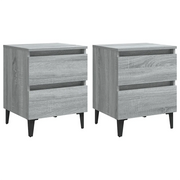 Set di 2 Comodini | Armadio da Notte | Mobiletto da notte con Gambe in Metallo Grigio Sonoma 40x35x50 cm