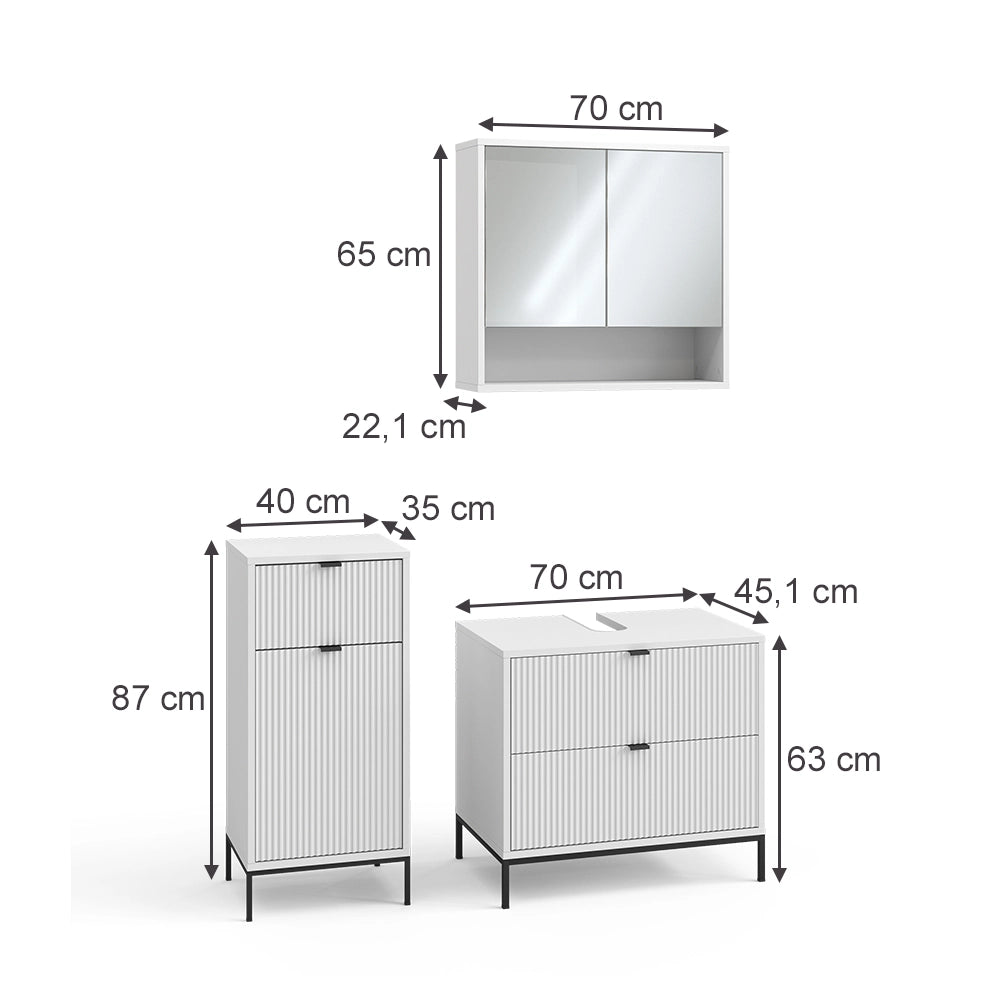 Vicco Set di mobili da bagno Bianco 3 parti